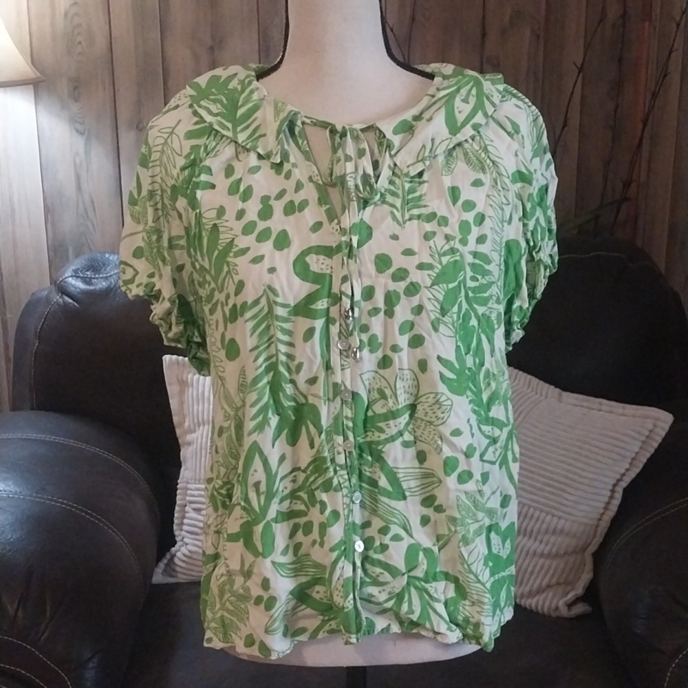 Floral Puff Sleeve Cotton Blouse Top